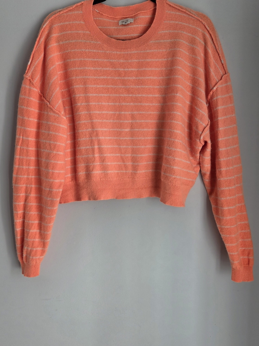 Pilcro Womens Peach-Striped Cashmere Sweater
